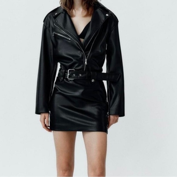 Women's Black Leather Jacket - Picture 1 of 5